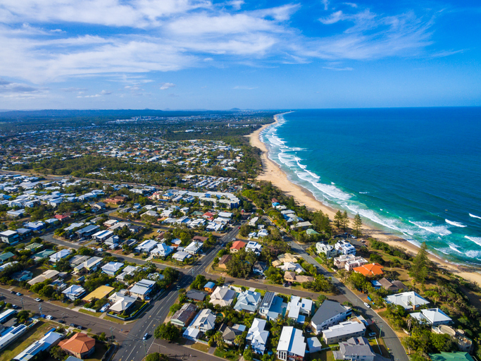 Coastline at Dicky Beach in Caloundra on Queensland's Sunshine Coast, Australia Coastline at Dicky Beach in Caloundra on Queensland's Sunshine Coast, Australia